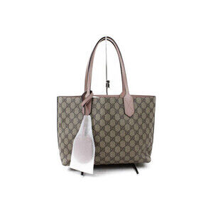 GUCCI Reversible GG Leather Tote Bag Pink Beige Tan